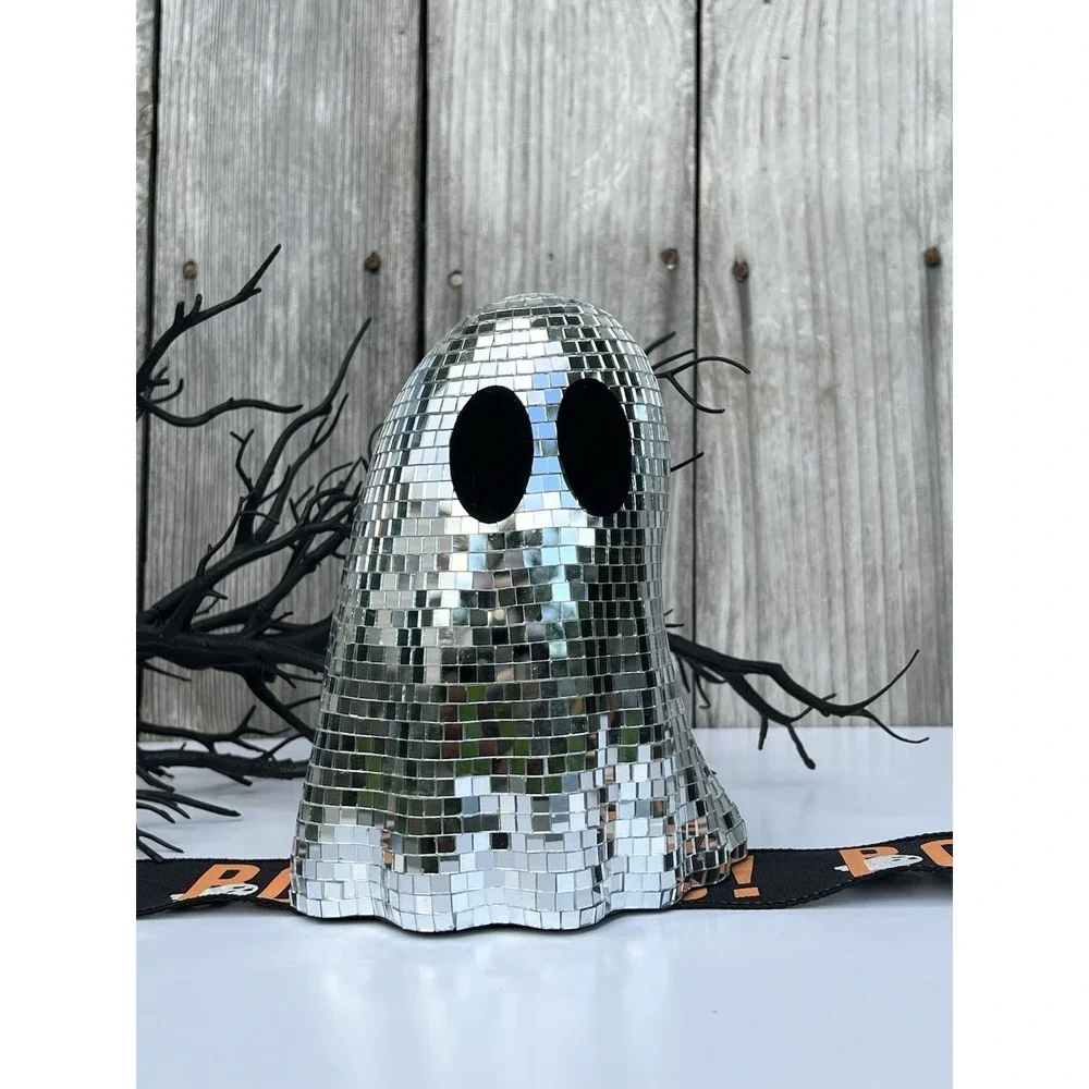 Halloween Disco Mirror Ghoul GHOST Cute Decor Silver 7 in New